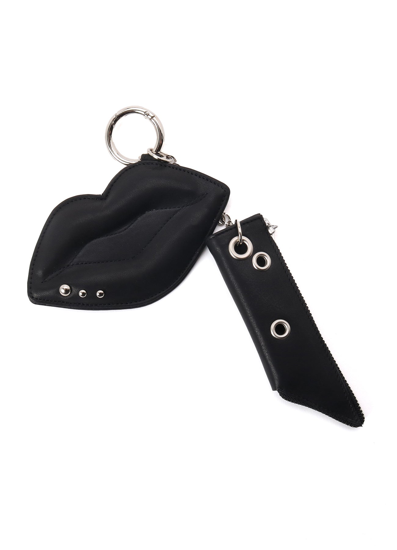 MATTE CHROME LEATHER  LIP SHAPED MIRROR SET