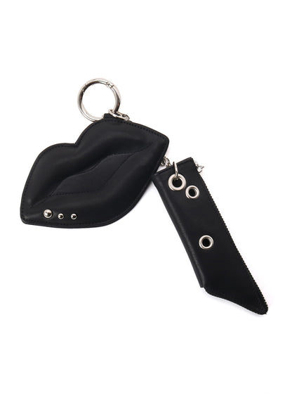 MATTE CHROME LEATHER  LIP SHAPED MIRROR SET