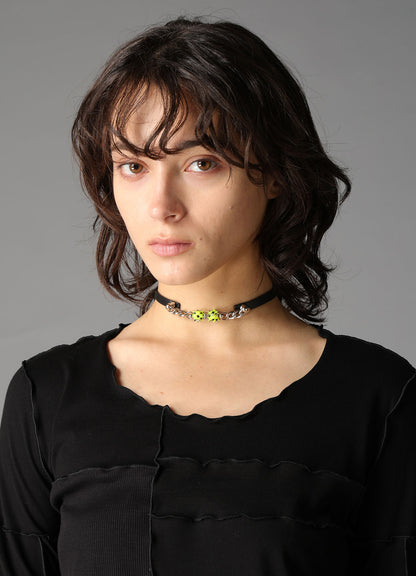 SEMI MATTE KIP LEATHER  SPIKE LEATHER CHOKER