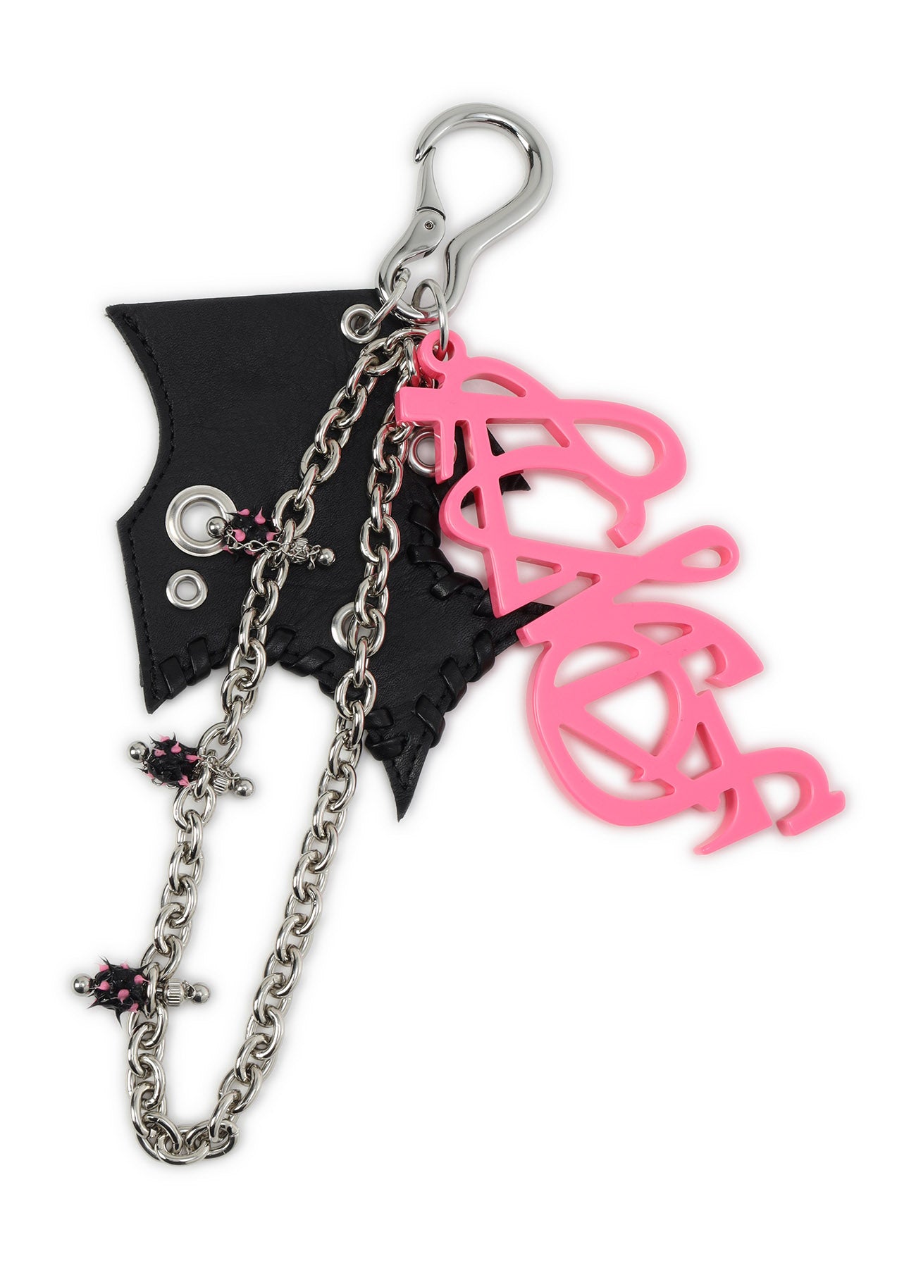 TANNED LEATHER+ ACETATE SPIKED MULTI HOLDER