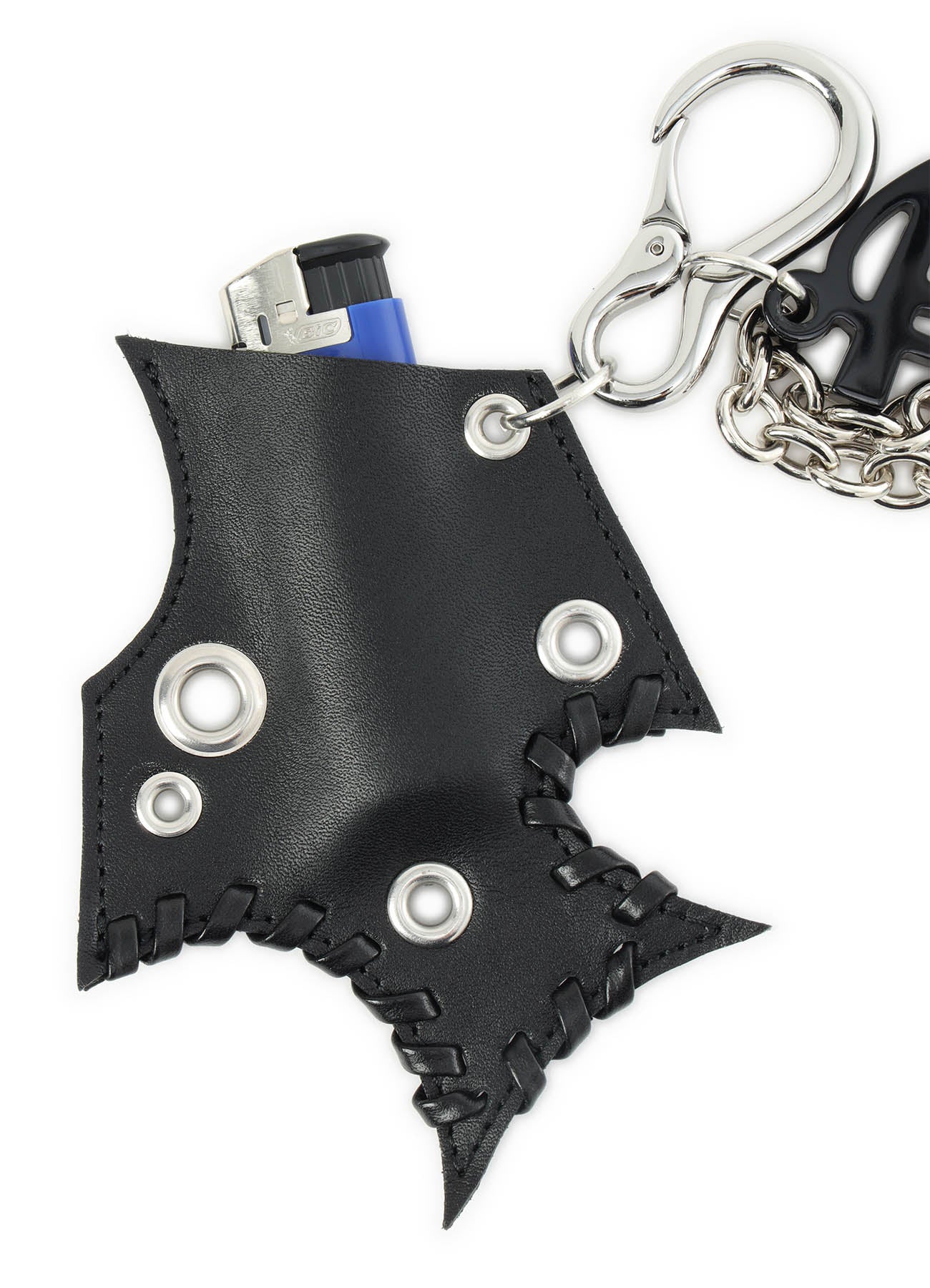 TANNED LEATHER+ ACETATE SPIKED MULTI HOLDER