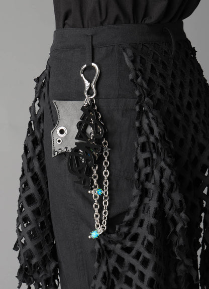 TANNED LEATHER+ ACETATE SPIKED MULTI HOLDER