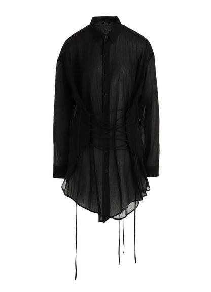 COTTON CHIFFON LACE-UP BLOUSE