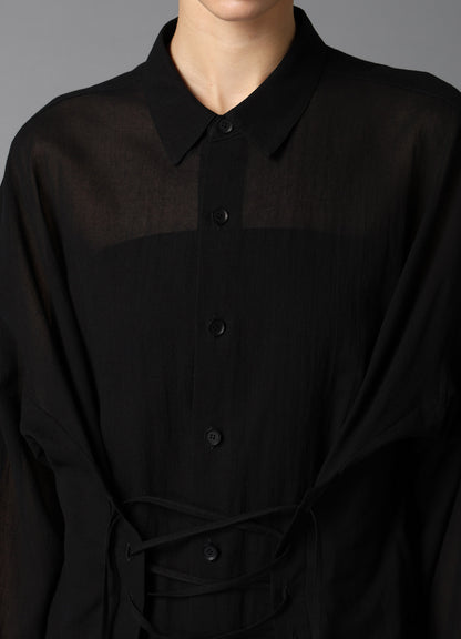 COTTON CHIFFON LACE-UP BLOUSE