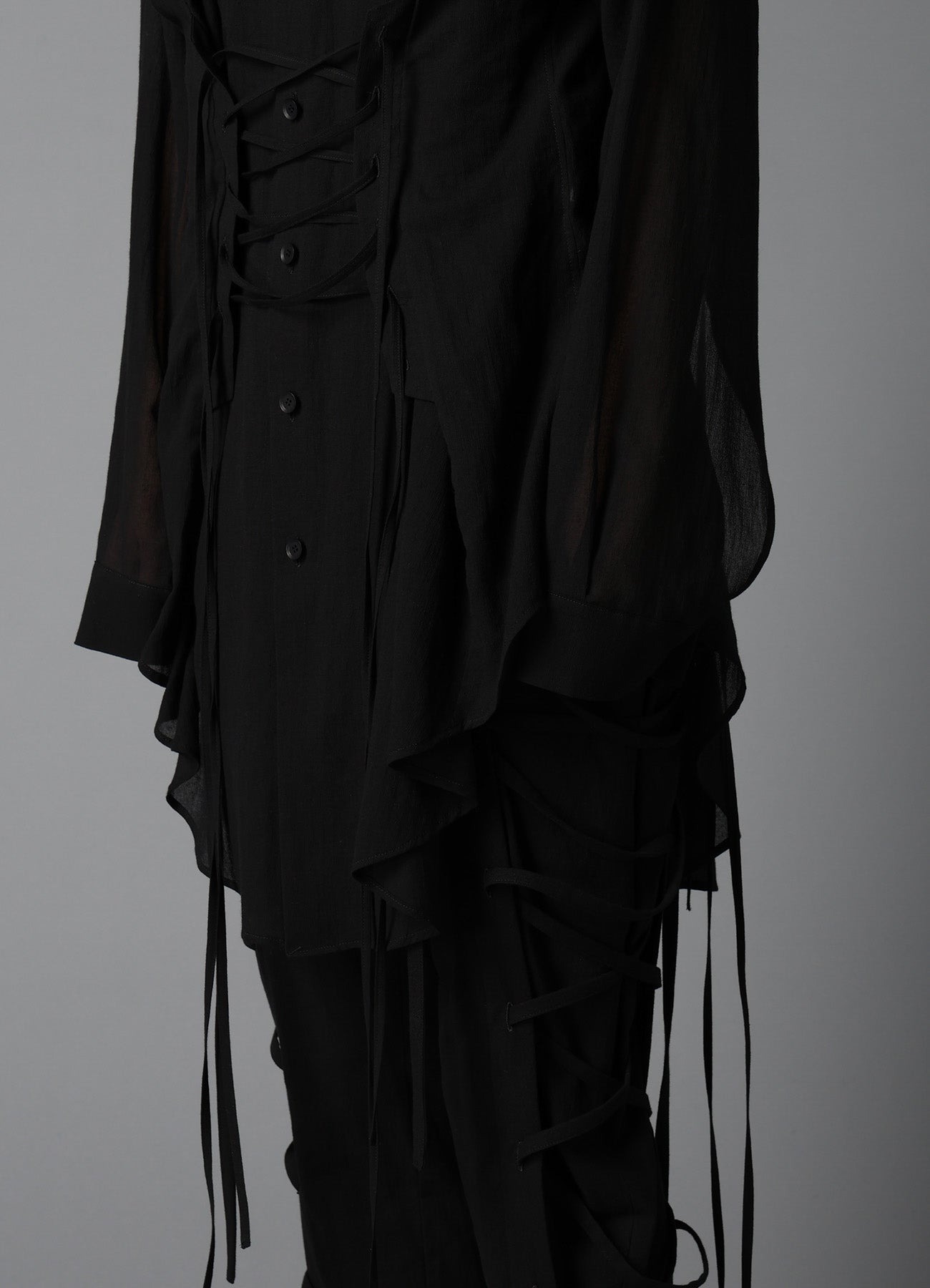 COTTON CHIFFON LACE-UP BLOUSE