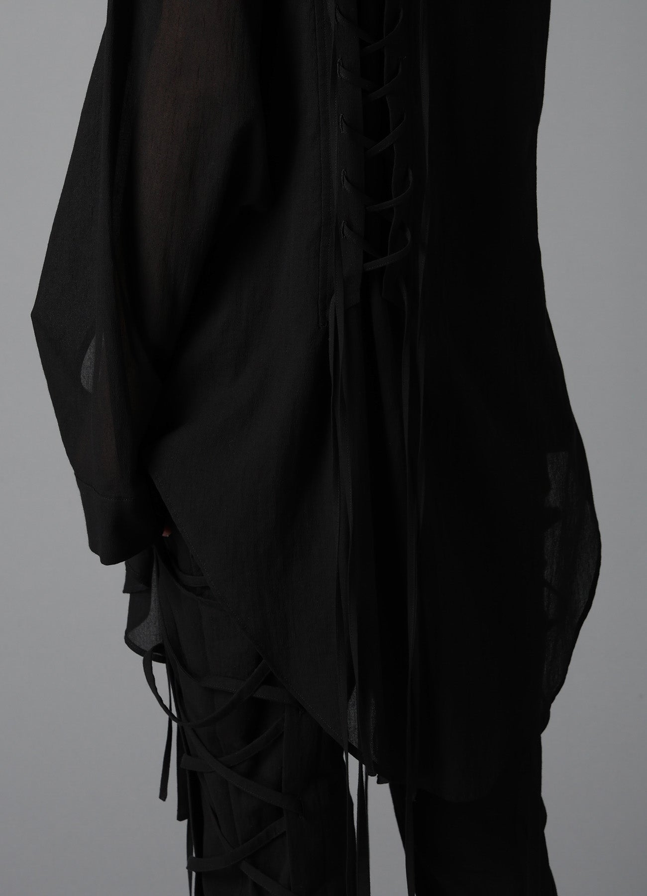 COTTON CHIFFON LACE-UP BLOUSE