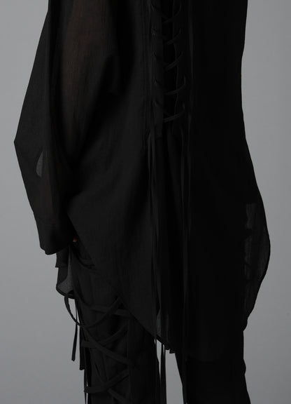 COTTON CHIFFON LACE-UP BLOUSE