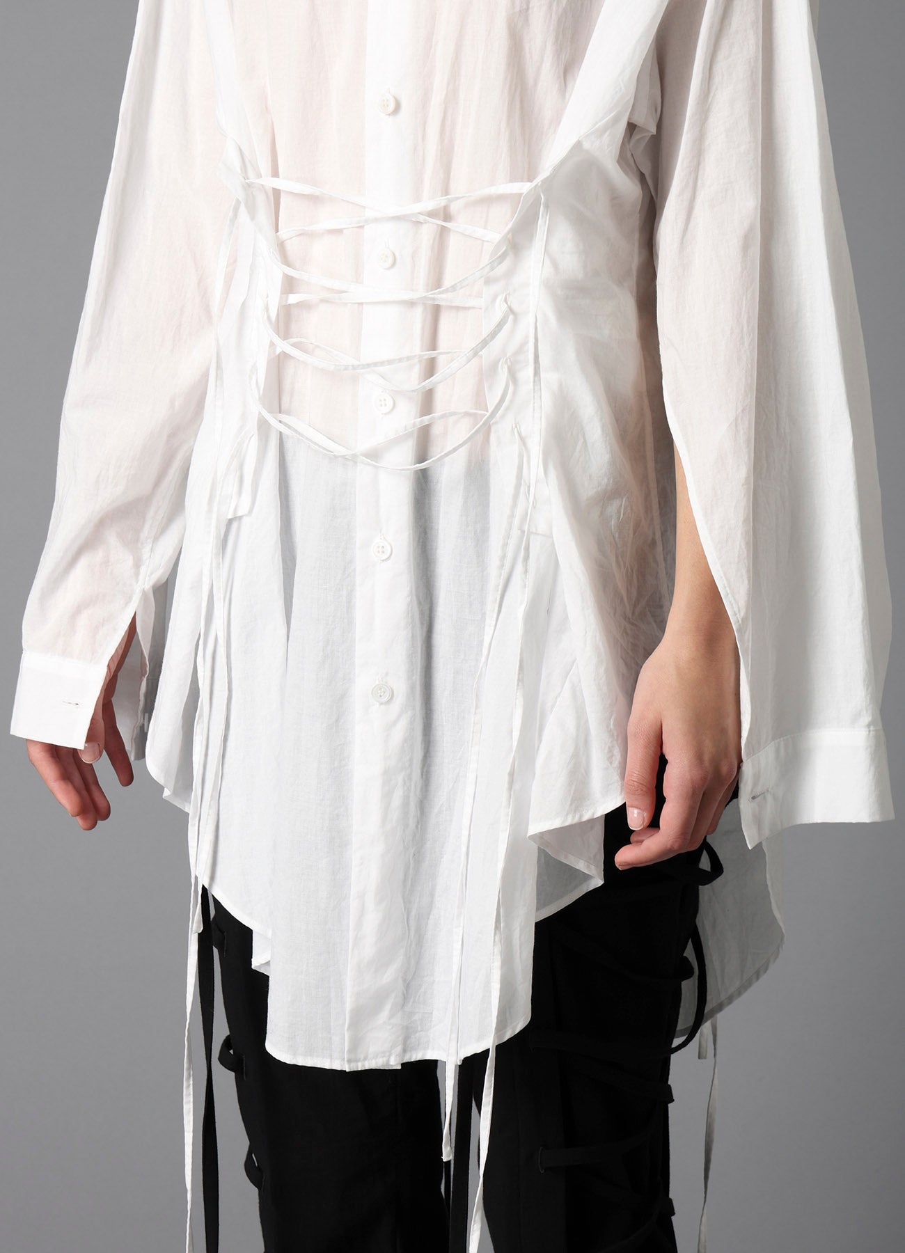 60/- LAWN LACE UP BLOUSE – THE SHOP YOHJI YAMAMOTO
