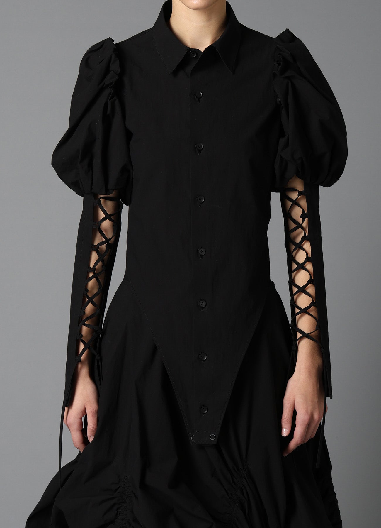 TYPEWRITER  LACE UP SLEEVE BLOUSE