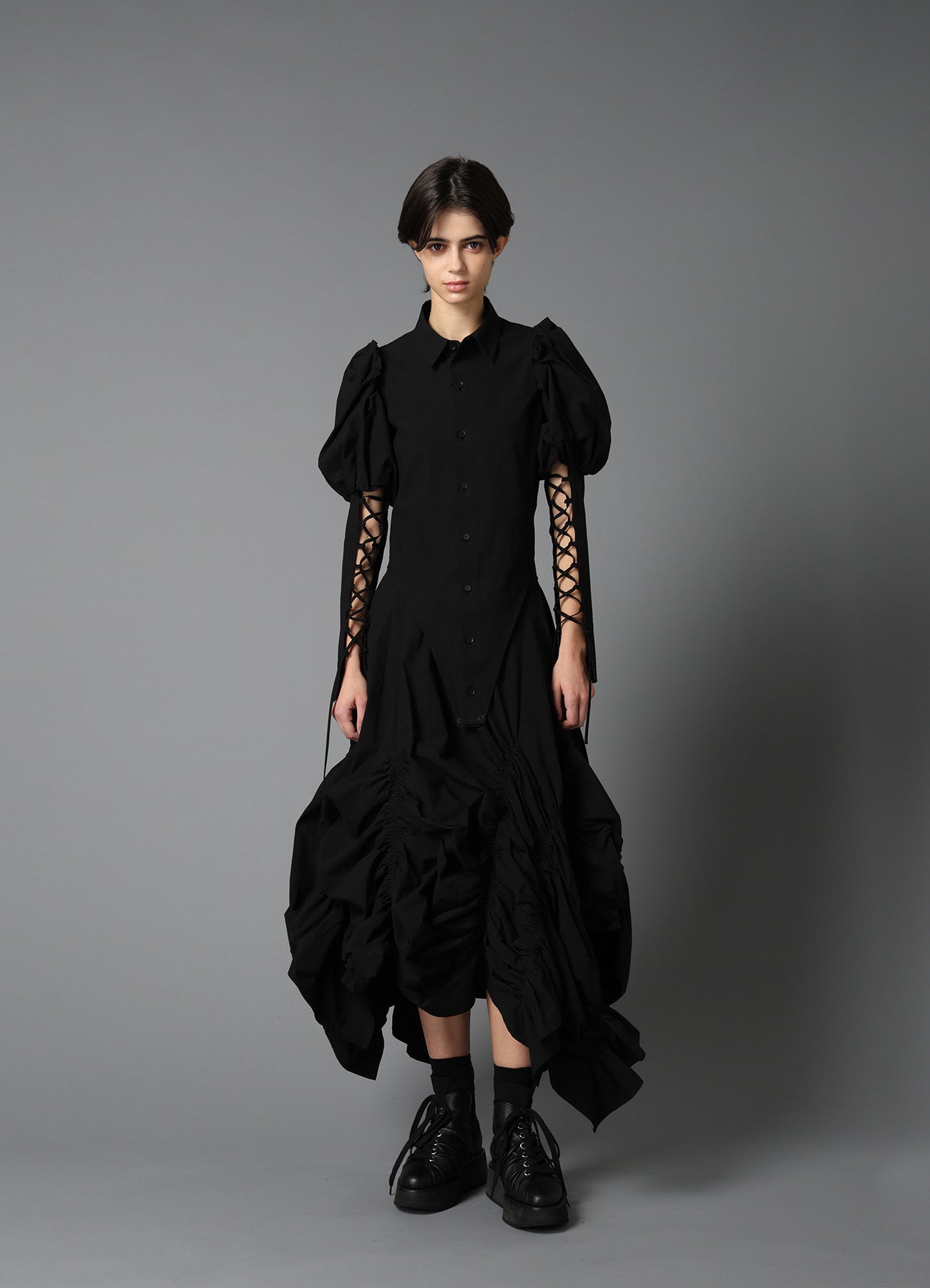 TYPEWRITER  LACE UP SLEEVE BLOUSE