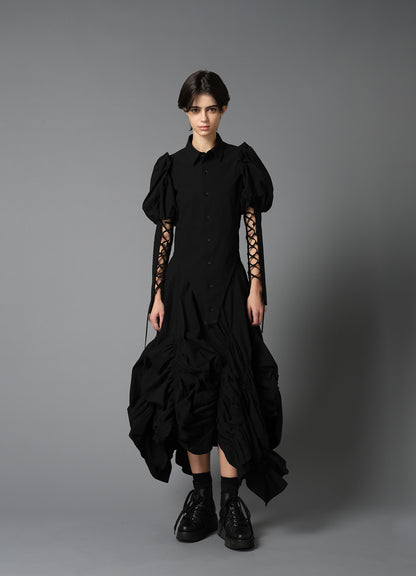 TYPEWRITER  LACE UP SLEEVE BLOUSE