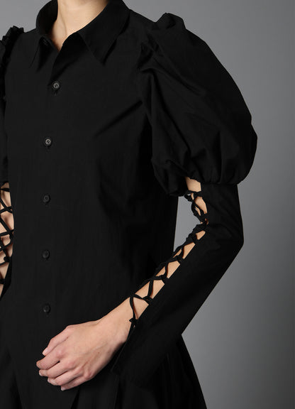 TYPEWRITER  LACE UP SLEEVE BLOUSE