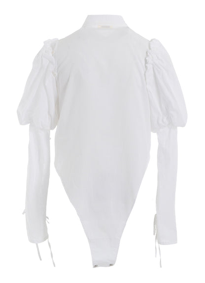 LAWN LACE UP SLEEVE BLOUSE