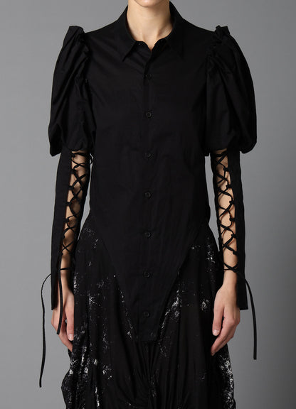 LAWN LACE UP SLEEVE BLOUSE