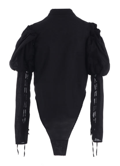 LAWN LACE UP SLEEVE BLOUSE