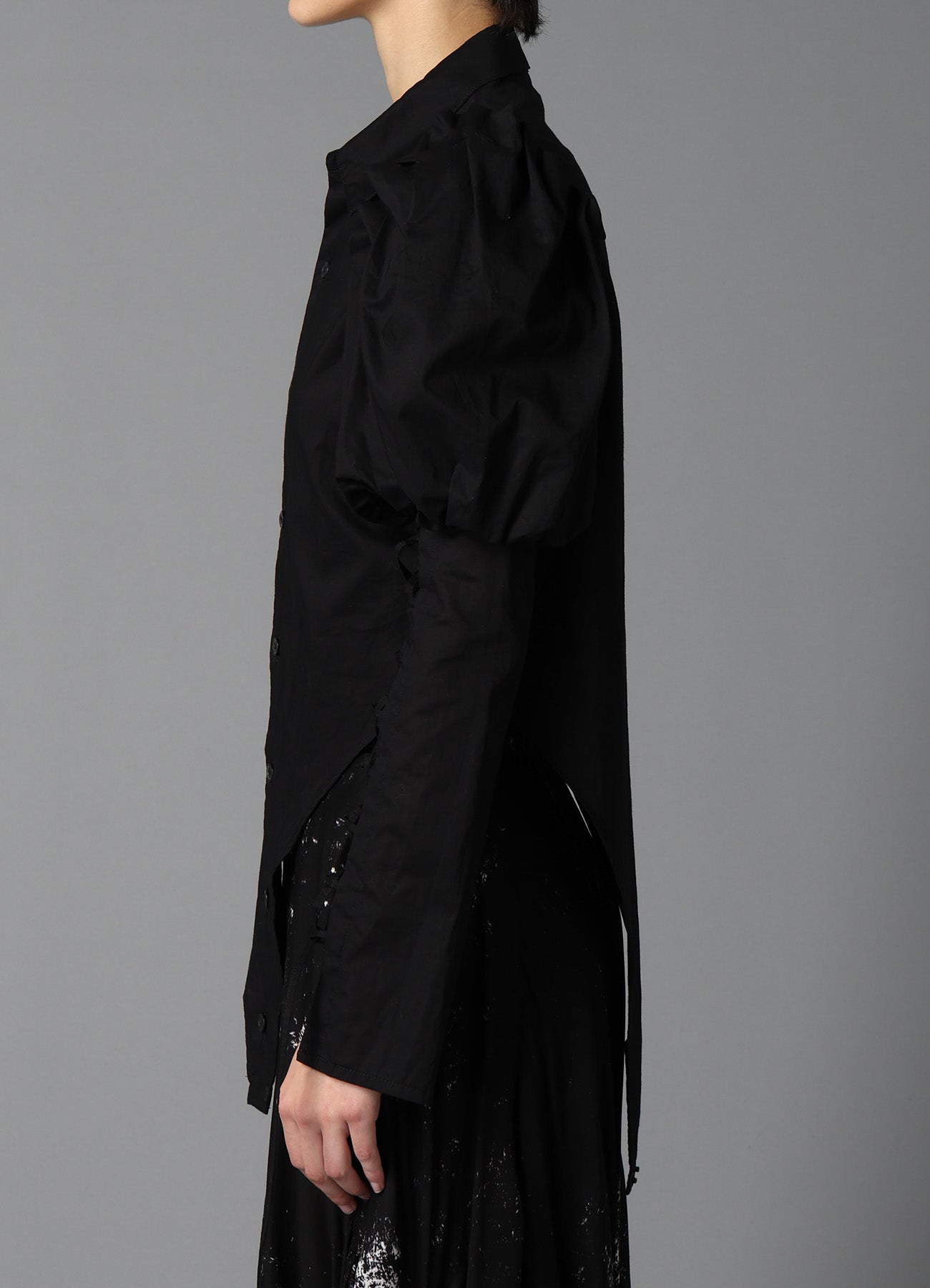 LAWN LACE UP SLEEVE BLOUSE