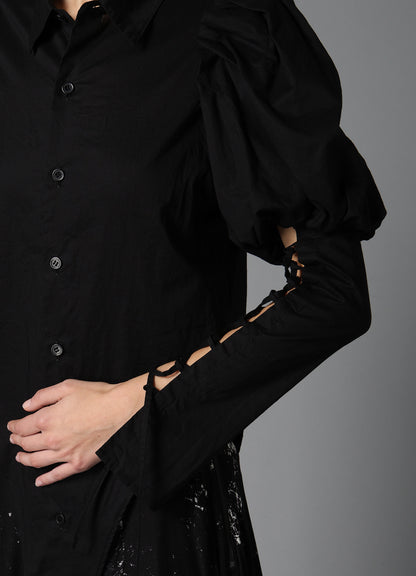 LAWN LACE UP SLEEVE BLOUSE