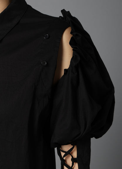 LAWN LACE UP SLEEVE BLOUSE