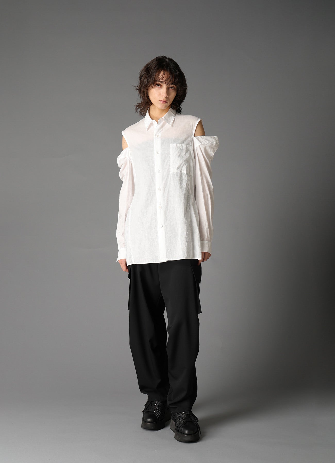 LAWN SLIT SHOULDER SHIRT