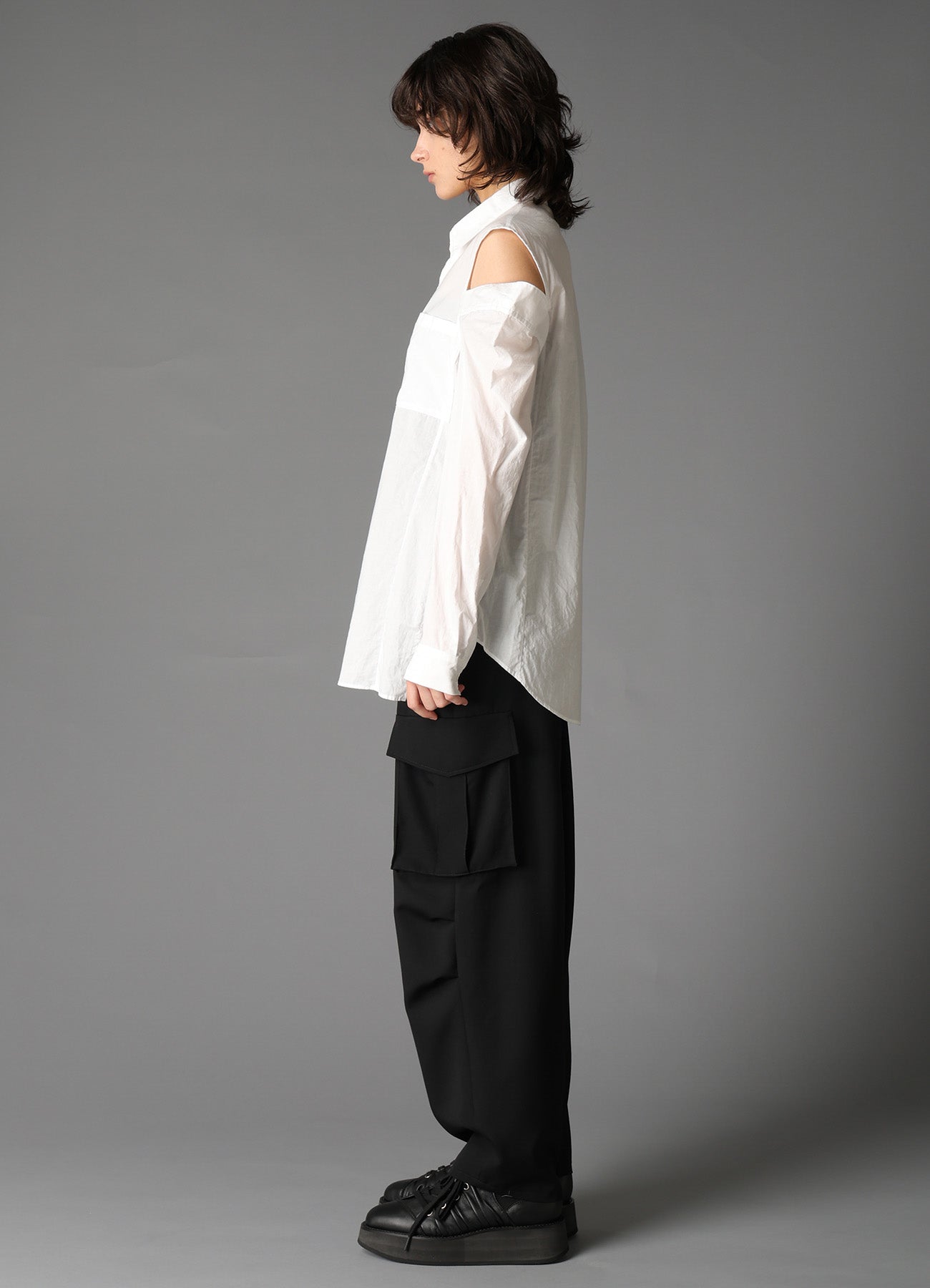 LAWN SLIT SHOULDER SHIRT