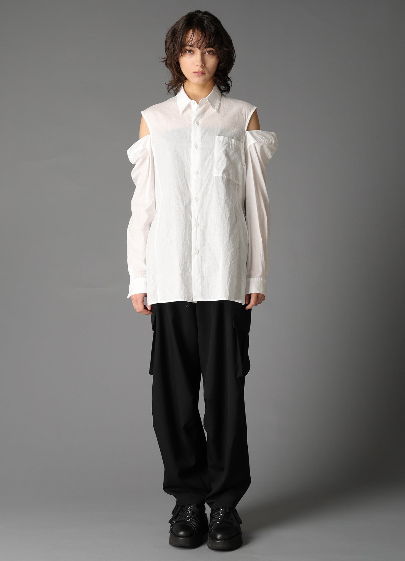 LAWN SLIT SHOULDER SHIRT