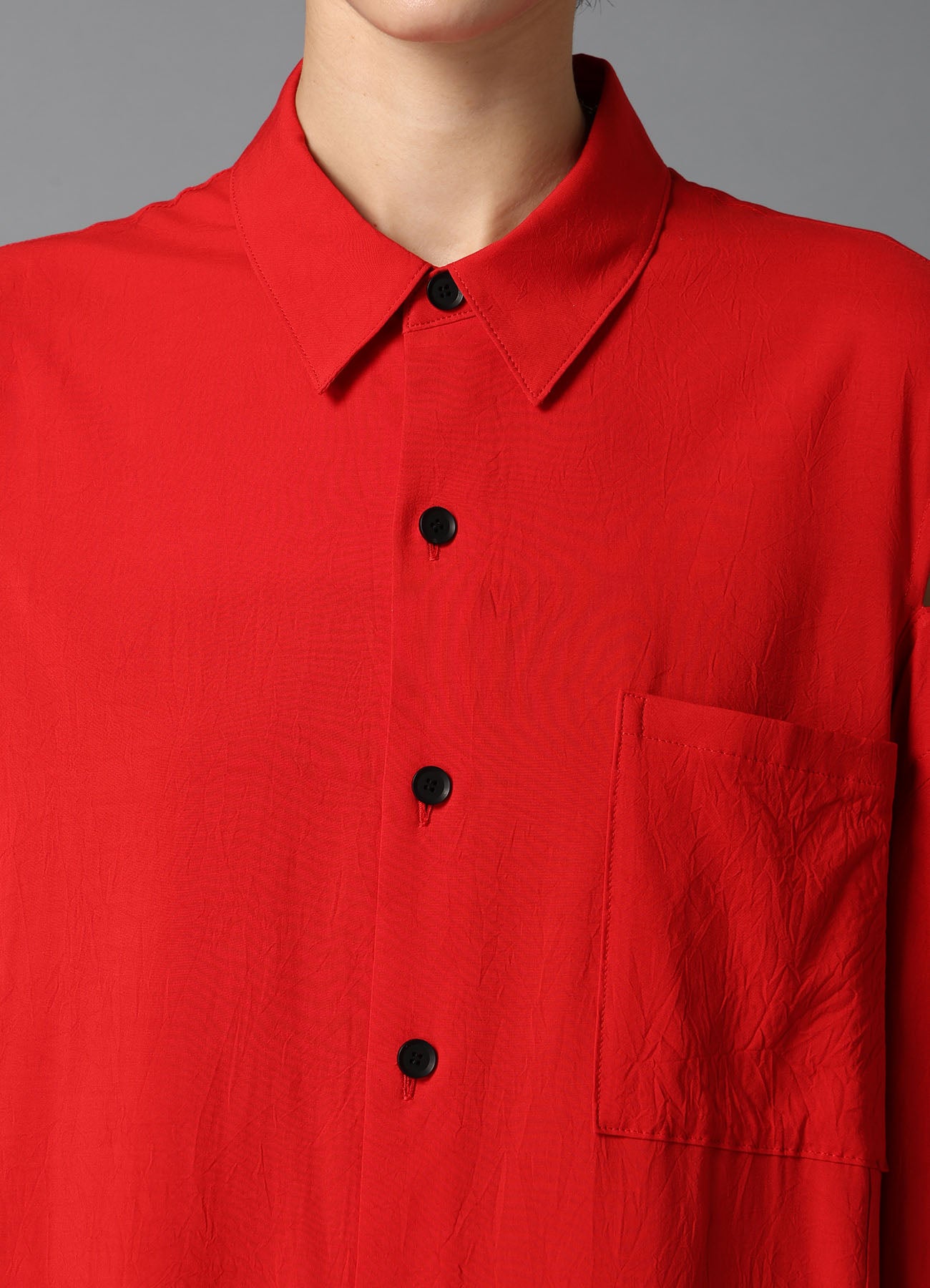 RY/ WRINKLED LAWN SLIT SHOULDER SHIRT