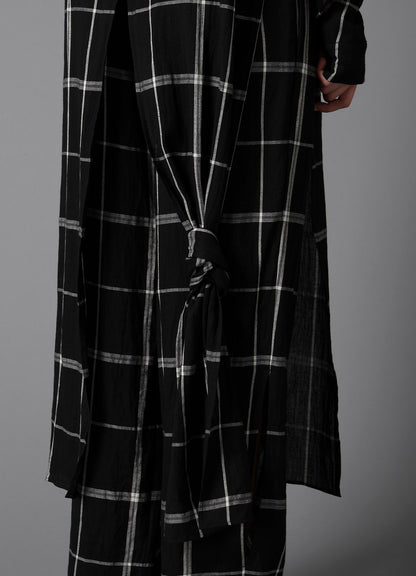 PLAID KHADI LONG BLOUSE