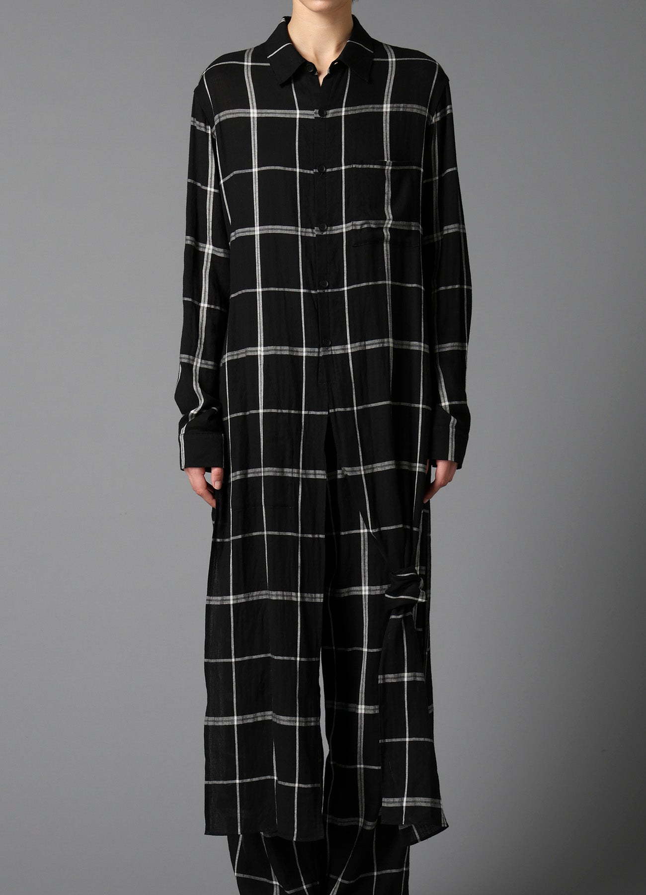PLAID KHADI LONG BLOUSE