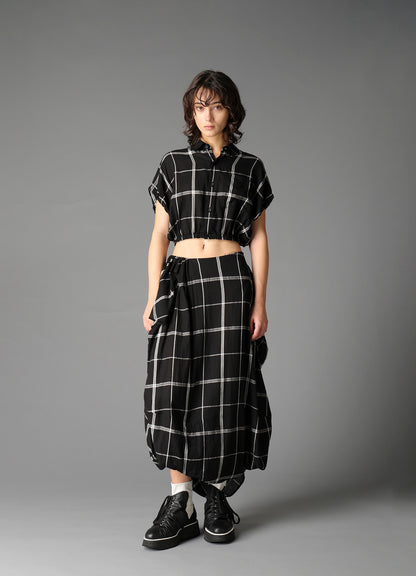 PLAID KHADI SHORT BLOUSE