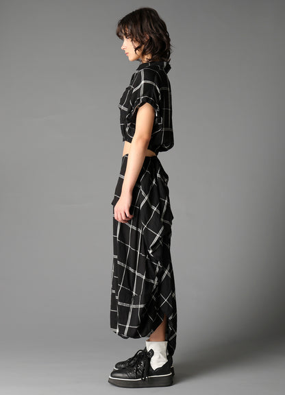 PLAID KHADI SHORT BLOUSE