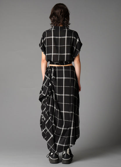 PLAID KHADI SHORT BLOUSE
