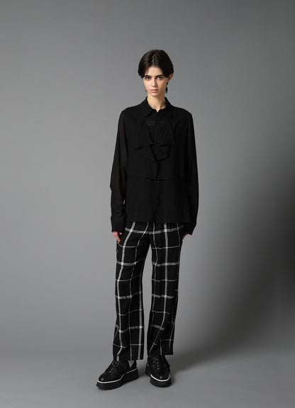 COTTON CHIFFON SQUARE PANEL BLOUSE