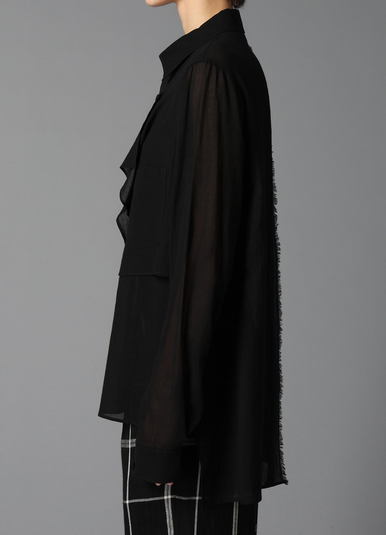 COTTON CHIFFON SQUARE PANEL BLOUSE
