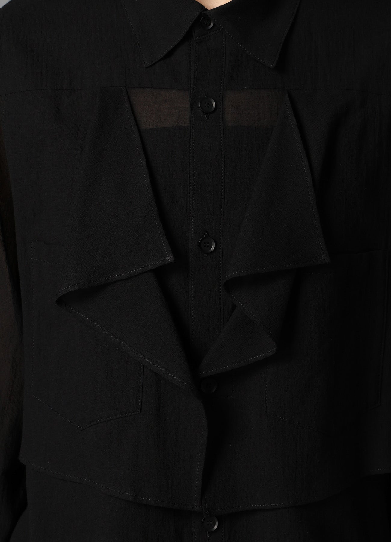 COTTON CHIFFON SQUARE PANEL BLOUSE