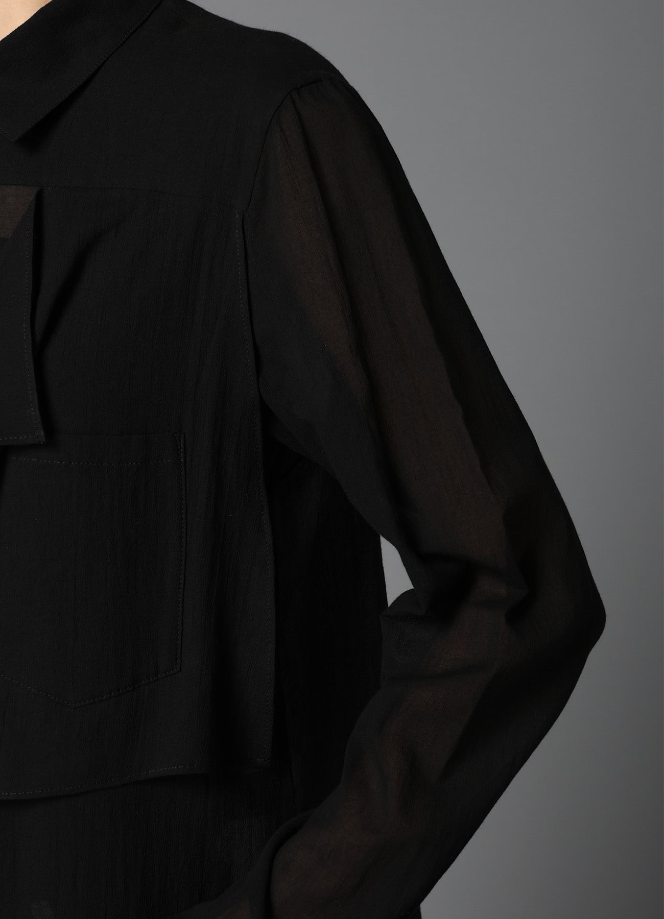 COTTON CHIFFON SQUARE PANEL BLOUSE