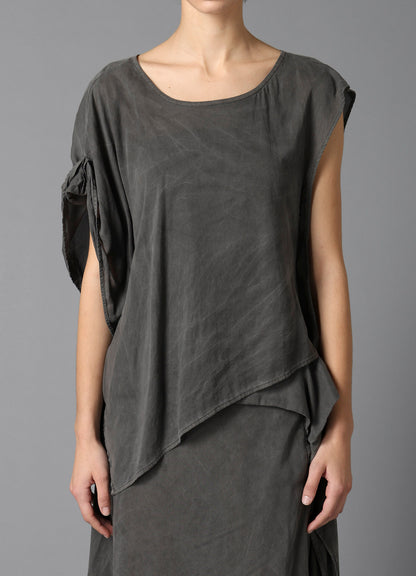 GARMENT-DYED LAWN SQUARE BLOUSE