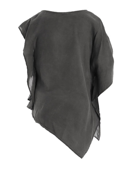 GARMENT-DYED LAWN SQUARE BLOUSE