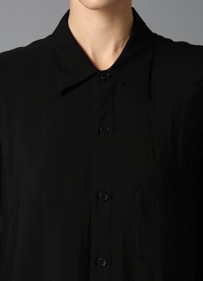 HIGH TWISTED GABARDINE FRINGE BLOUSE