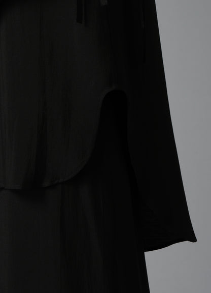 HIGH TWISTED GABARDINE FRINGE BLOUSE