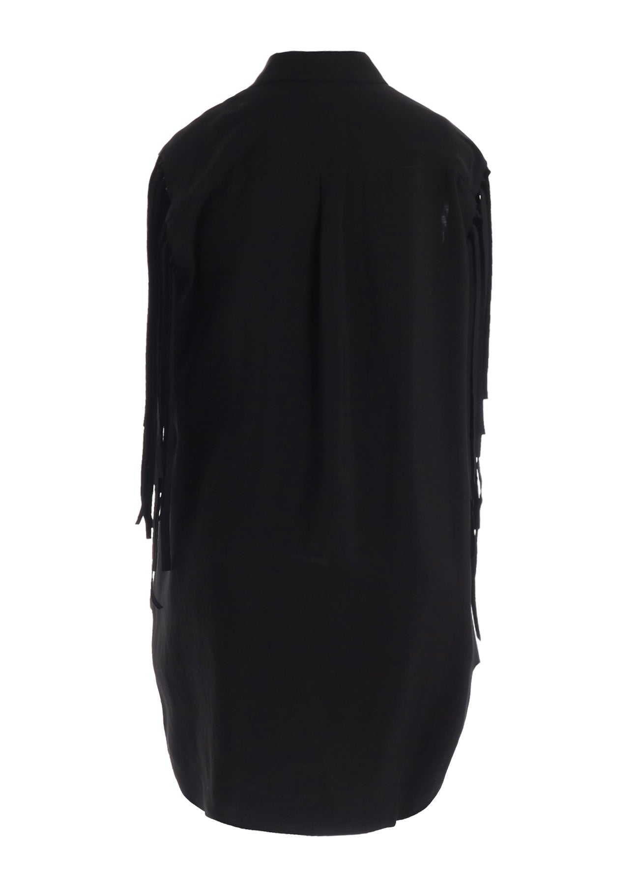 HIGH TWISTED GABARDINE FRINGE BLOUSE