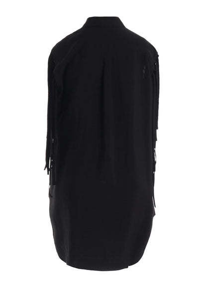 HIGH TWISTED GABARDINE FRINGE BLOUSE