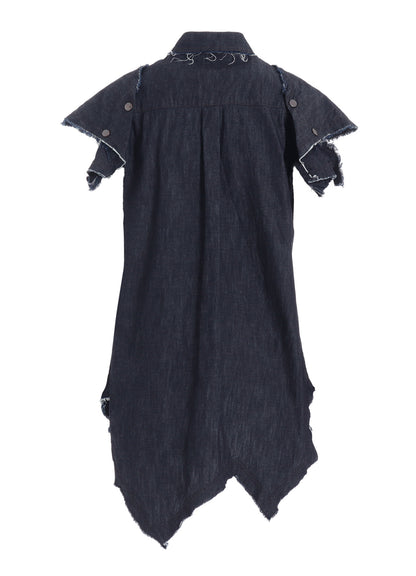 6oz DENIM DESIGNED SLEEVE BLOUSE A