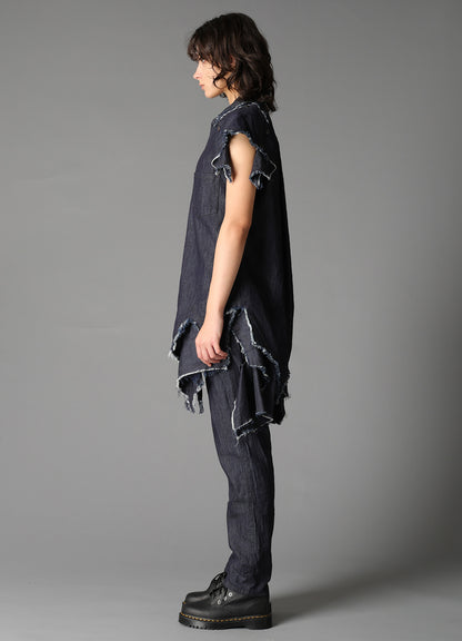 6oz DENIM DESIGNED SLEEVE BLOUSE A