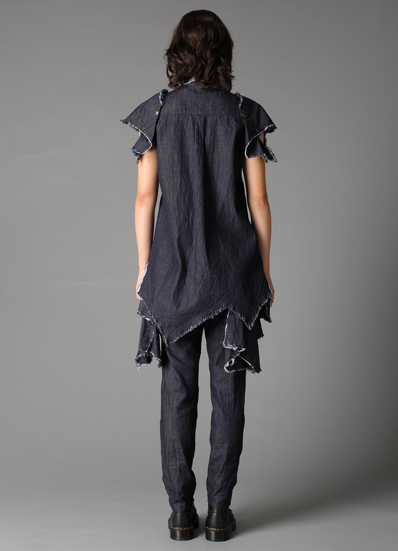 6oz DENIM DESIGNED SLEEVE BLOUSE A