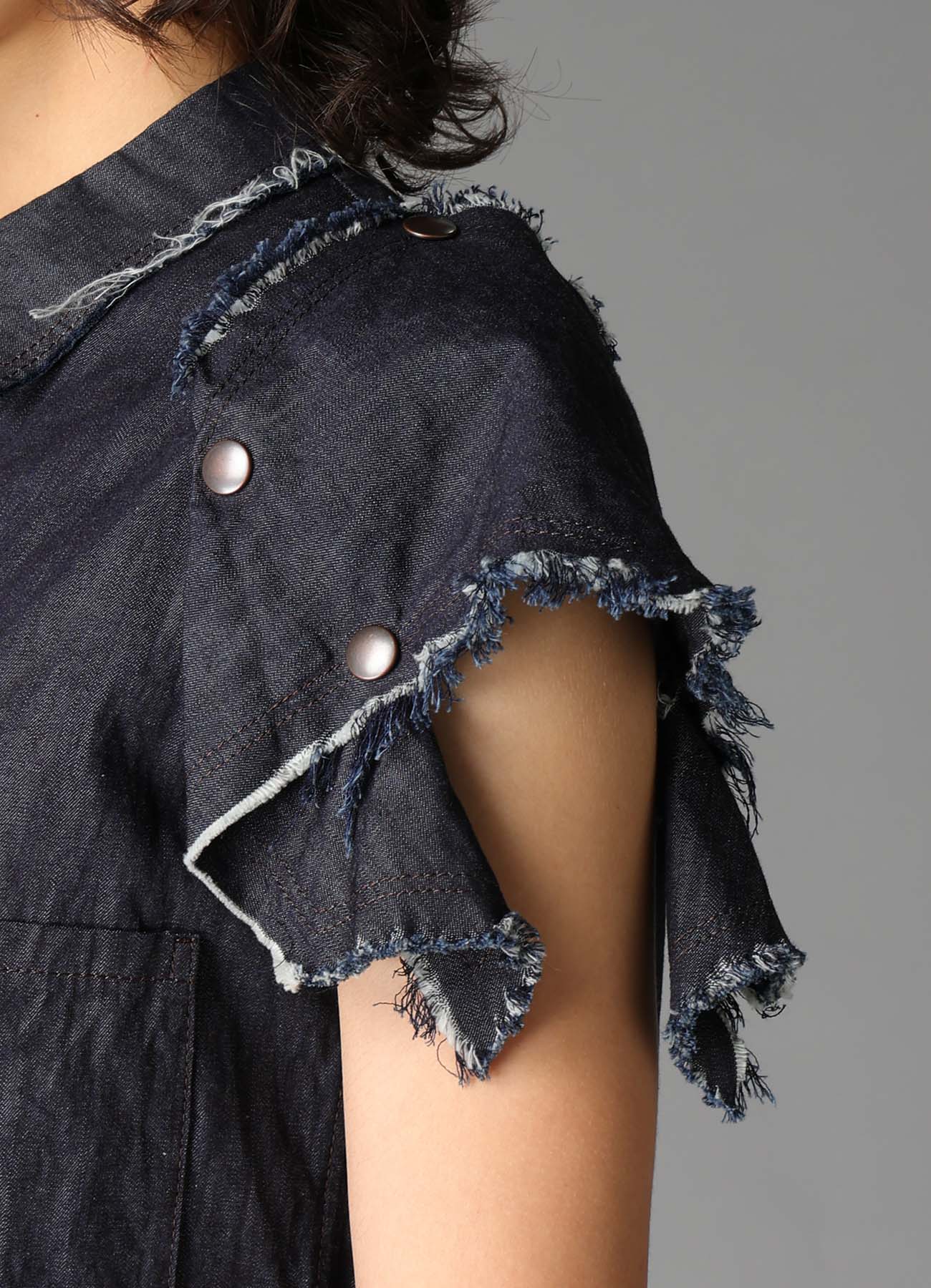 6oz DENIM DESIGNED SLEEVE BLOUSE A