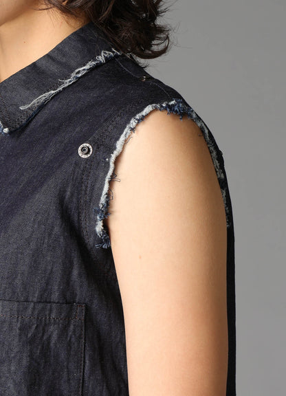 6oz DENIM DESIGNED SLEEVE BLOUSE A