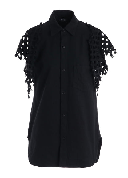 BLACK DENIM DESIGNED SLEEVE BLOUSE B