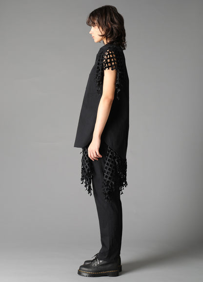 BLACK DENIM DESIGNED SLEEVE BLOUSE B