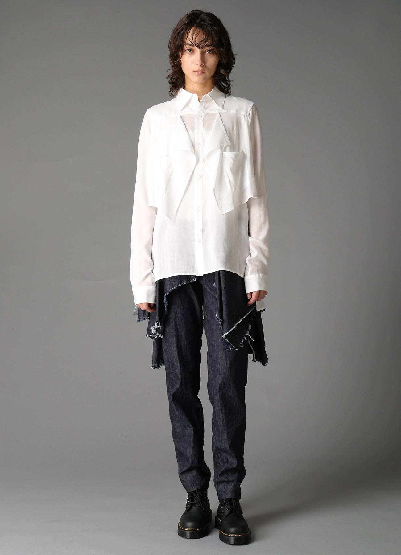 SOFT LAWN SQUARE PANEL BLOUSE