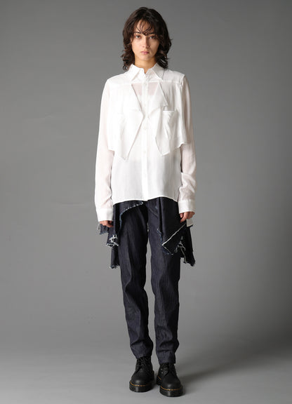 SOFT LAWN SQUARE PANEL BLOUSE